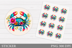 Crab Sticker Design. Crab Sticker Printable Product Image 1