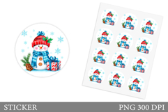 Cute Snowman Sticker Design. Christmas Sticker Printable Product Image 1
