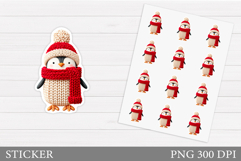 Crochet Penguin Sticker Design. Christmas Sticker Printable Product Image 1