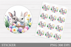 Easter Bunny Sticker Design. Cute Bunny Sticker Printable Product Image 1