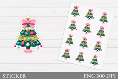 Crochet Christmas Tree Sticker. Christmas Sticker Printable Product Image 1