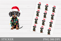 Christmas Dachshund Sticker. Christmas Sticker Printable Product Image 1