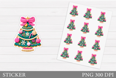 Crochet Christmas Tree Sticker. Christmas Sticker Printable Product Image 1