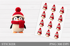 Crochet Penguin Sticker Design. Christmas Sticker Printable Product Image 1