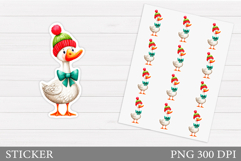 Cute Goose Sticker Design. Christmas Goose Sticker Printable Product Image 1