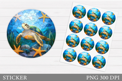 Turtle Sticker Design. Turtle Round Sticker Printable Product Image 1