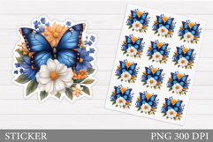 Butterfly Sticker Design. Flowers Sticker Printable Product Image 1