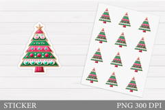 Christmas Tree Sticker Design. Christmas Sticker Printable Product Image 1