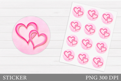 Hearts Stickers Printable. Valentines Sticker Design Product Image 1