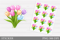 Flowers Tulips Sticker Design. Spring Flowers Sticker Product Image 1