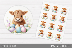 Easter Cow Sticker Design. Easter Sticker Printable Product Image 1