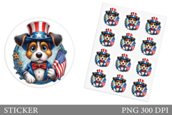 Patriotic Dog Sticker Design. Patriotic Sticker Printable Product Image 1