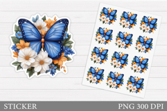 Butterfly Sticker Design. Flowers Sticker Printable Product Image 1