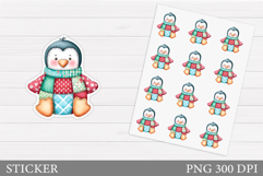 Patchwork Penguin Sticker. Christmas Sticker Printable Product Image 1