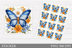 Butterfly Sticker Design. Flowers Sticker Template Product Image 1