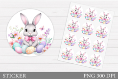 Easter Bunny Sticker Design. Cute Bunny Sticker Printable Product Image 1