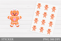 Gingerbread Sticker Design. Christmas Sticker Template Product Image 1