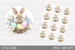 Easter Bunny Sticker Printable. Easter Sticker Design Product Image 1