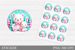 Christmas Bear Sticker Printable. Christmas Bunny Sticker Product Image 1