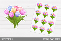 Tulips Sticker Design. Flowers Sticker Printable Product Image 1