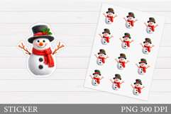 Cute Snowman Sticker Design. Christmas Sticker Printable Product Image 1