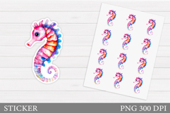 Seahorse Sticker Design. Cute Seahorse Sticker Printable Product Image 1