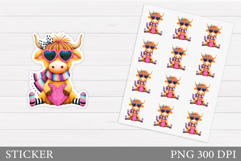 Valentines Cow Sticker Design. Valentines Sticker Printable Product Image 1