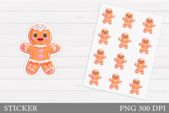 Cute Gingerbread Sticker. Christmas Sticker Printable Product Image 1