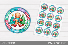 Gingerbread Sticker Design. Christmas Sticker Template Product Image 1