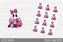 Patchwork Ghost Sticker Printable. Halloween Sticker Design Product Image 1