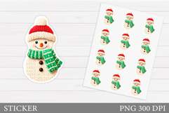 Crochet Snowman Sticker. Christmas Sticker Printable Product Image 1