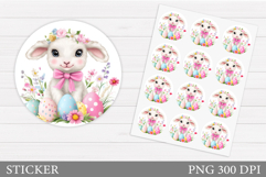 Easter Lamb Sticker Design. Easter Sticker Printable Product Image 1