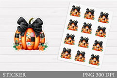 Patchwork Pumpkin Sticker. Fall Sticker Printable Product Image 1