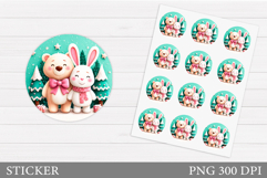 Christmas Bear Sticker Printable. Christmas Bunny Sticker Product Image 1