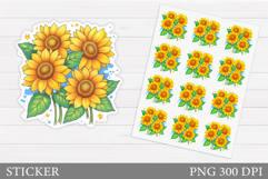 Sunflowers Sticker Design. Flowers Sticker Printable Product Image 1