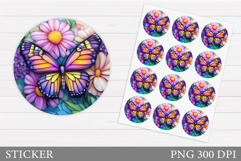 Butterfly Sticker Design. Butterfly Flowers Sticker Product Image 1