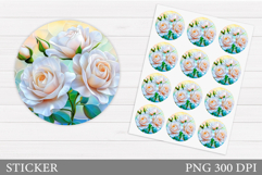 Roses Sticker Design. Flowers Sticker Printable Product Image 1