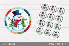 Cute Snowman Sticker Design. Christmas Sticker Printable Product Image 1
