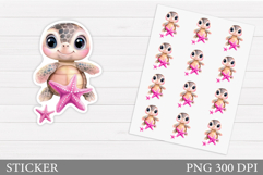 Sea Turtle Sticker Design. Cute Turtle Sticker Printable Product Image 1