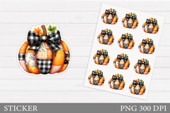 Patchwork Pumpkin Sticker. Fall Sticker Printable Product Image 1