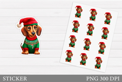 Christmas Dachshund Sticker. Christmas Sticker Printable Product Image 1