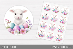 Easter Lamb Sticker Design. Easter Sticker Printable Product Image 1