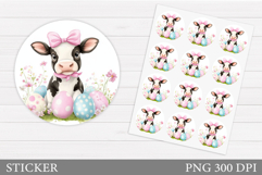 Easter Cow Sticker Printable. Easter Sticker Design Product Image 1