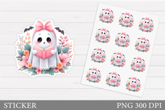 Cute Ghost Sticker Printable. Cute Halloween Sticker Design Product Image 1