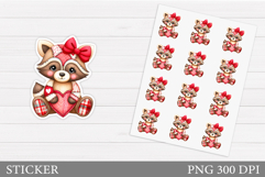 Valentines Raccoon Sticker. Valentines Sticker Printable Product Image 1