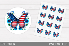 Patriotic Butterfly Sticker. Patriotic Sticker Printable Product Image 1