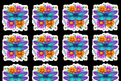 Dragonfly Sticker Template. Flowers Sticker Design Product Image 2