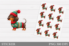 Christmas Dachshund Sticker. Christmas Sticker Printable Product Image 1