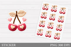 Coquette Crochet Cherry Sticker. Valentines Cherry Sticker Product Image 1