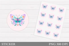 Cute Butterfly Sticker. Butterfly Flowers Sticker Printable Product Image 1